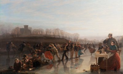 Sliding on Linlithgow Loch, 1858 by Charles Lees